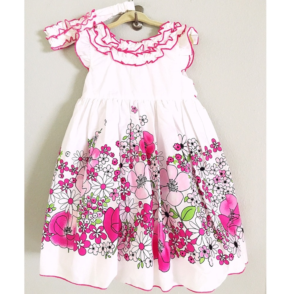NWT Polly Flinders Pink White Floral Dress Set 4T